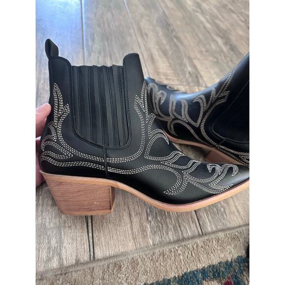 Mi.iM Miracle Miles Women's Black Leather Pointed Toe Bryce Western Boots Size 9 - Picture 7 of 7